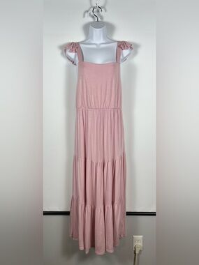 21 Saints Blush Pink Tiered Maxi Dress Size Medium Soft Everyday New with tags